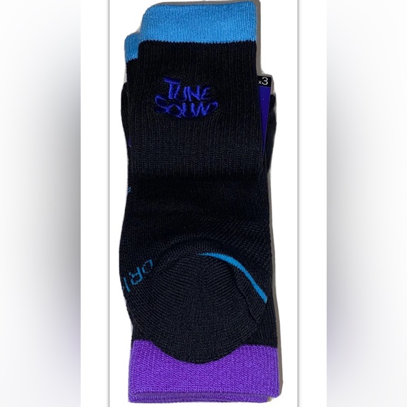 Nike Elite Space Jam Crew Socks 3 Pair Men 6-8 Women 6-10 Black Multi Logo Squad - Picture 7 of 12